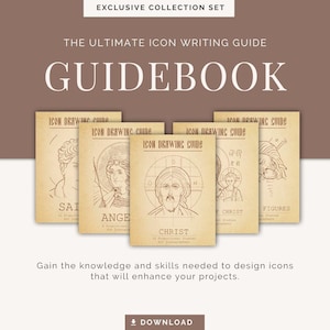 Icon Podlinks - a complete set for learning icons, icon drawing master workbook bundle