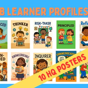 PYP Learner Profile Posters | IB Attribute Classroom Decor | Printable PDF | Cartoon Style