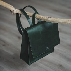 Backpack Leather Green, Laptop backpack, Leather Rucksack, Leather Backpack