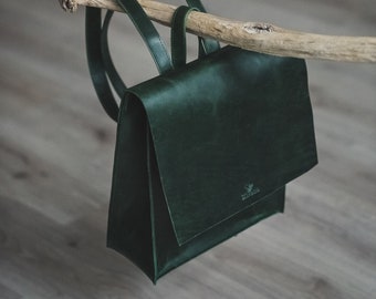 Backpack Leather Green, Laptop backpack, Leather Rucksack, Leather Backpack