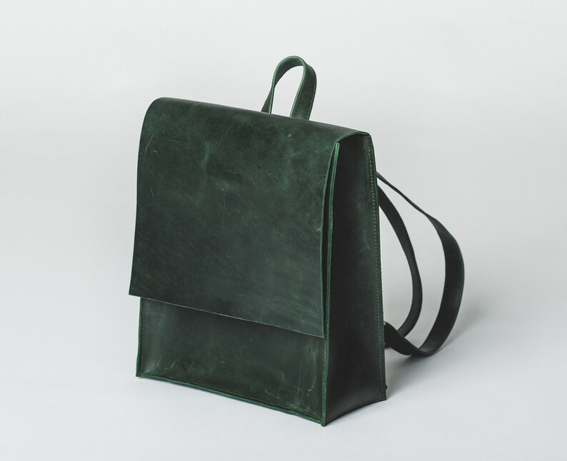Backpack Leather Green Laptop Backpack Leather Rucksack Etsy