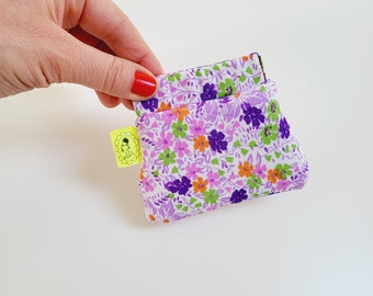 Porte monnaie clic clac tissu fleurs