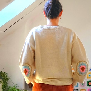 Patchs de coude, paire de coudières en crochet granny square, kit couture