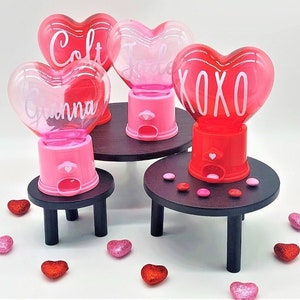 Personalized Valentine&#39;s Day, Candy Dispenser, Heart Shaped Gumball Machine, Mini Candy Dispenser, Valentine&#39;s Day Classroom Favors, Gift