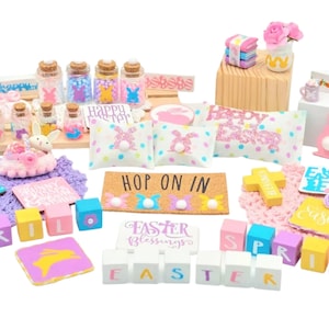 Ostern Puppenhaus Miniaturen, Ostern Zeichen, Ostern Kissen, Ostern Puppenhaus Dekor, Ostern Geschenk, Ostern Tablett, Ostern Geschenk