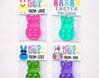 Regalos antiestrés estilo conejito de Pascua: obsequios para el aula con etiqueta personalizada - Divertidos regalos para fiestas de Pascua - Regalos de Pascua al por mayor