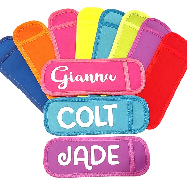 Personalized Reusable Popsicle Holders - Ice Pop Sleeves - 8 Colors - Birthday Party Favors - Easter Basket Stuffers - Gifts for Kids