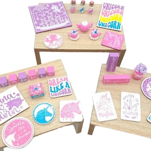 Unicorn Miniatures, Dollhouse Miniatures, Unicorn Party, Unicorn Gift, Unicorn Decor, Dollhouse Decor, Mini Glass Bottles, Miniature Blocks