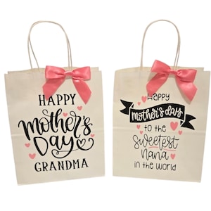 Sacchetti regalo personalizzati per la festa della mamma / Sacchetti di carta kraft personalizzati / Scegli tra 2 stili o crea il tuo / Regalo per mamma, nonna, nonna, ecc.