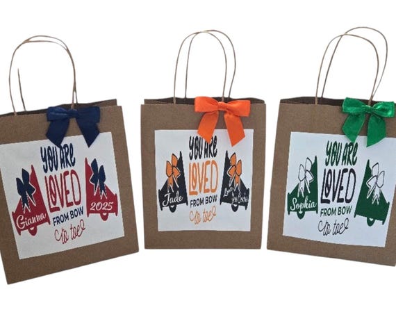 Bolsas de regalo personalizadas para animadoras: colores y nombre