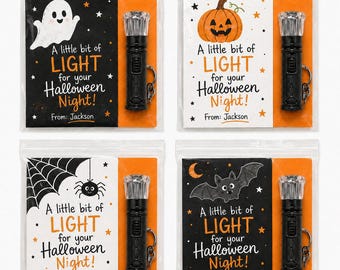 Ready To Gift Halloween Mini Flashlights - Halloween Class Favors - Halloween Party Favors - Bulk Student Gifts