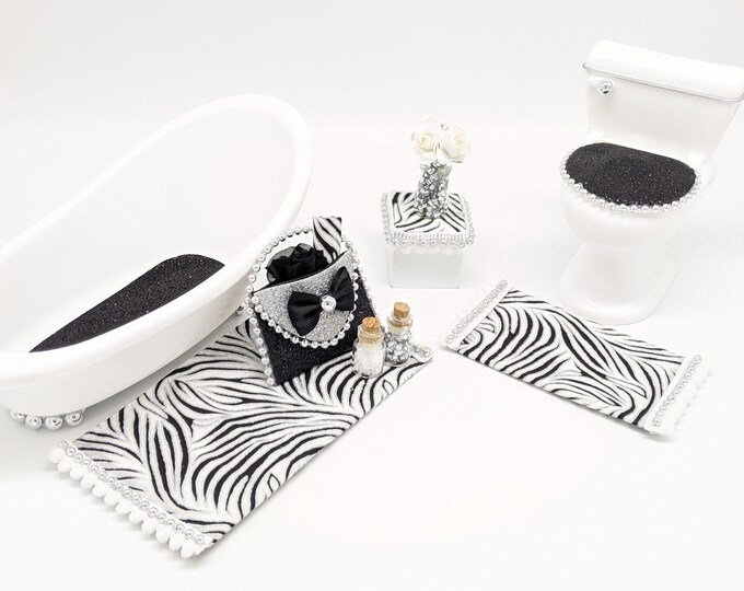 Doll Bathroom Set, Doll Bathtub, Doll Toilet, Doll Miniatures, Kids