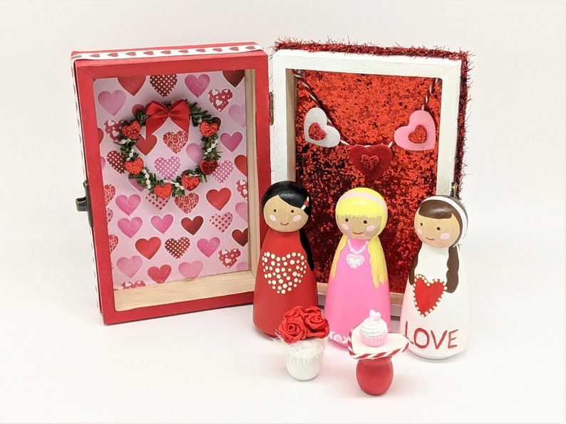 Valentine's Day Peg Dolls Valentine's Day Gift Set Etsy