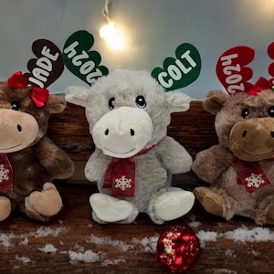 en peluche de Noël personnalisée parfumée au chocolat | Doux et câlin | Nom et année personnalisés | Cadeau de Noël pour les enfants