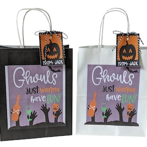 Halloween Gift Bags with tag - Ghouls just wanna have fun! - Halloween Gal Party - Halloween Party Favors - Halloween Themed Bags