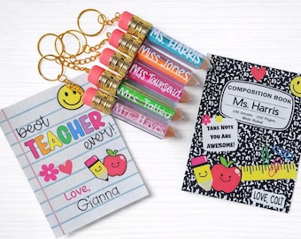 Portachiavi personalizzato per insegnanti / Regalo personalizzato per insegnanti o studenti / Regalo di ringraziamento per gli insegnanti, Regalo per il ritorno a scuola per gli insegnanti