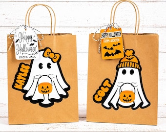 Halloween Personalized Gift Bags - Ghost Themed Gift Bags - Halloween Boo Baskets -  Halloween Party Favors - Halloween Themed Ghost Gift