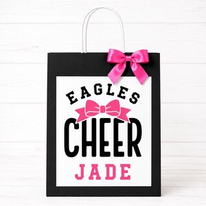 Personalized Cheerleader Gift Bags - Custom Name & School Mascot - Perfect for Cheer Squad Gifts - Cheerleading Gifts - Coach Gift Bag Style 1