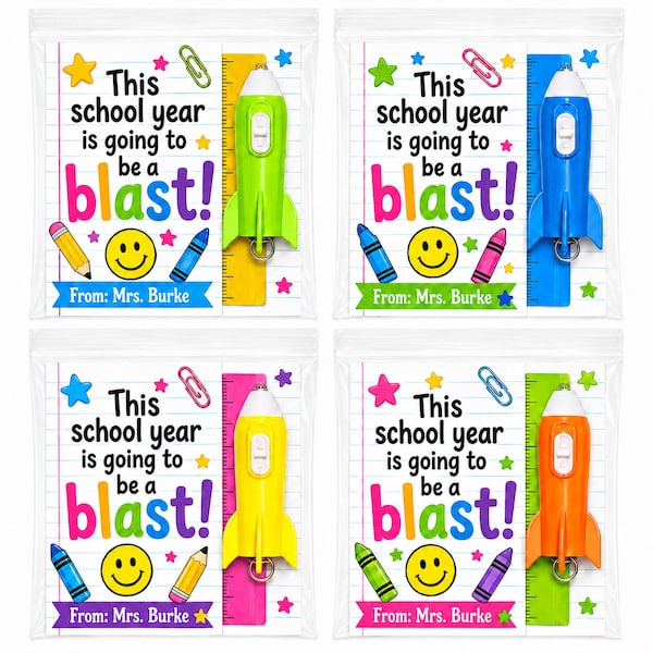 Back to School Rocket Flashlight Favors, This Year Is Going to Be a Blast, Classroom Welcome Gift, First Day of School Treats, Student Gifts