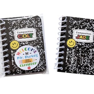 Personalized Mini Composition Books, Class Gift From Teacher, First Day of School Favor Bags, Welcome Back To School Gift For Student