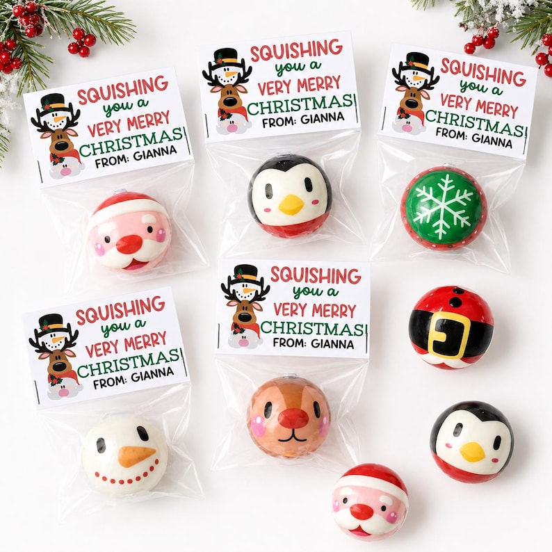Palline squishy a tema natalizio - Pronte da regalare - Bomboniere natalizie all'ingrosso - Feste di Natale in classe - Regali per studenti - Regali di Natale immagine 9