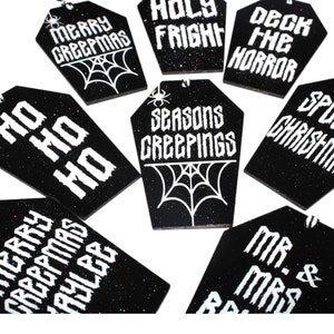 Merry Creepmas Gift Tags - Creepmas Ornaments - Christmas Tree Decoration - Coffin Ornaments - Goth Decor - Personalized Wood Ornaments