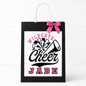 Personalized Cheerleader Gift Bags - Custom Name & School Mascot - Perfect for Cheer Squad Gifts - Cheerleading Gifts - Coach Gift Bag Style 3