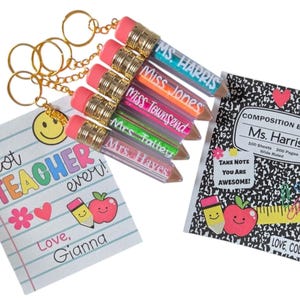 Porte-clés crayon scintillant personnalisés avec carte | Cadeau personnalisé pour professeur ou étudiant | Appréciation de l'enseignant, Rentrée, Fin d'année scolaire