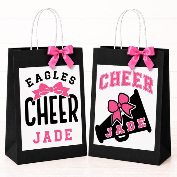 Personalized Cheerleader Gift Bags - Custom Name & School Mascot - Perfect for Cheer Squad Gifts - Cheerleading Gifts - Coach Gift Bag