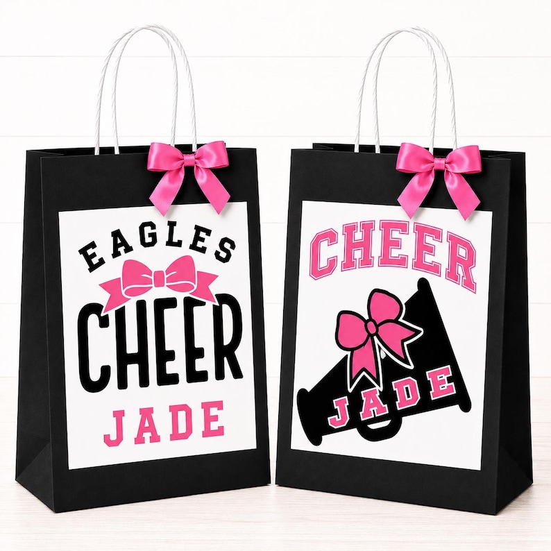 Personalized Cheerleader Gift Bags - Custom Name & School Mascot - Perfect for Cheer Squad Gifts - Cheerleading Gifts - Coach Gift Bag image 1