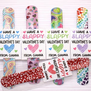 Bracelets à gifler pour la Saint-Valentin - Etiquettes cadeaux « Je vous souhaite une Saint-Valentin SLAPPY » - Cadeaux amusants pour la Saint-Valentin pour enfants et adultes - Personnalisé