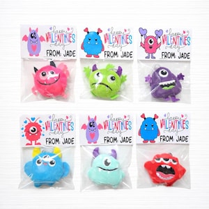 Llaveros de peluche de Monstruo de San Valentín – Intercambio de San Valentín en el aula – Regalos de San Valentín sin dulces para niños – Recuerdos de fiesta de Monstruos – Regalo para estudiantes