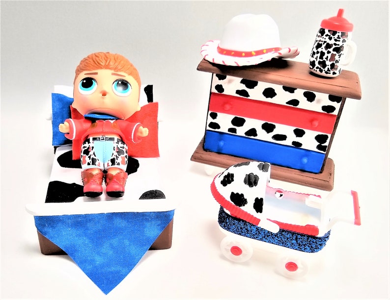 Kids Dollhouse Furniture Boy Bedroom Set Cowboy Birthday Gift Wood Dollhouse Furniture Set Dollhouse Furniture Cowboy Doll Furniture Set