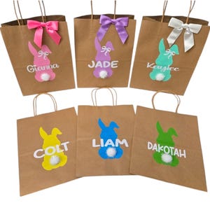 Bolsas de regalo de Pascua personalizadas, bolsas de conejito personalizadas, recuerdos de Pascua, intercambios para el aula, regalos para maestros y para la iglesia. imagen 7