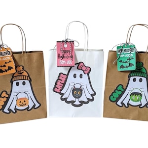Halloween Personalized Gift Bags - Ghost Themed Gift Bags - Halloween Boo Baskets -  Halloween Party Favors - Halloween Themed Ghost Gift