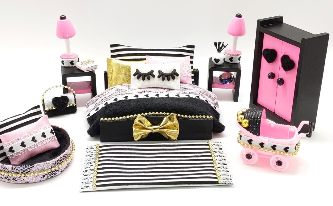 Hello Lash Wood Dollhouse Furniture Set Doll Bedroom Etsy