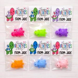 Squishy Turtle Valentine Favors – Mini Turtle Stress Toys – Non Candy Valentines for Kids – Classroom Exchange – Student & Friend Valentines