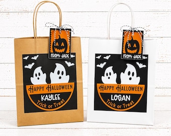 Halloween Personalized Gift Bags - Ghost Themed Gift Bags - Halloween Boo Baskets -  Halloween Party Favors - Halloween Themed Ghost Gift