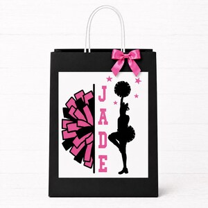 Personalized Cheerleader Gift Bags - Custom Name & School Mascot - Perfect for Cheer Squad Gifts - Cheerleading Gifts - Coach Gift Bag Style 2