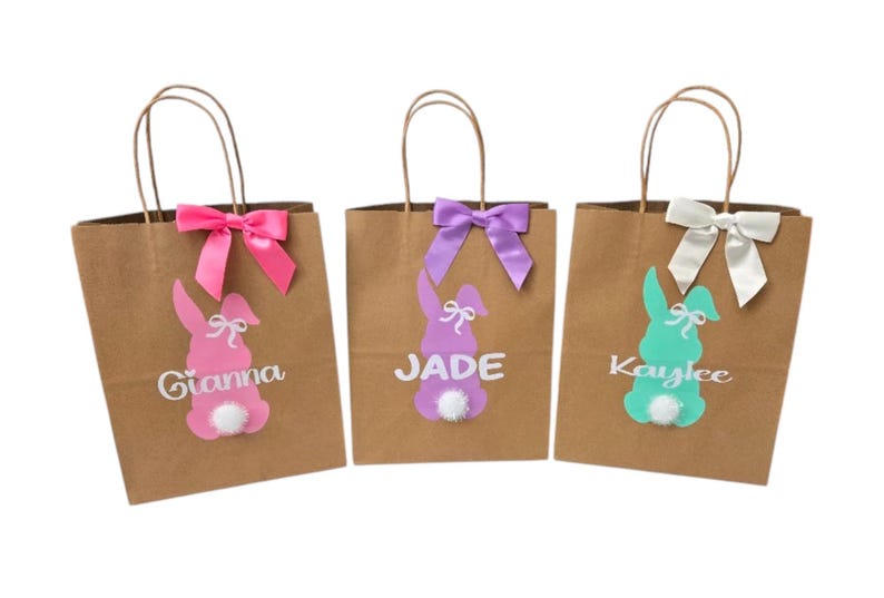 Bolsas de regalo de Pascua personalizadas, bolsas de conejito personalizadas, recuerdos de Pascua, intercambios para el aula, regalos para maestros y para la iglesia. imagen 5