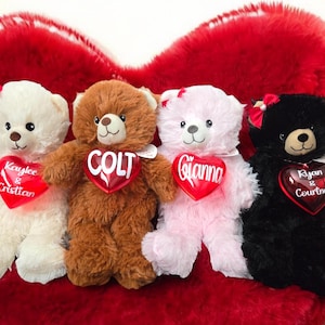 13&#39;&#39; Personalized Valentine&#39;s Day Plush Bear with Fillable Heart - 4 Colors - Perfect Gift for Loved Ones  - Anniversary &  Wedding Gifts