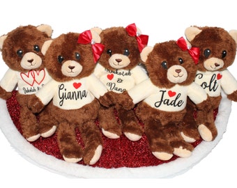 Personalized 10" Valentine's Day Plush Bear - Custom Name Stuffed Bear - Gift For Kids - Valentine's Day Gift - Anniversary Gift, VDAY Gift