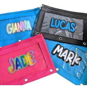 Custom School Pencil Bag- Personalized Pencil Pouch - Back to School Supplies - Binder Pencil Pouch - Custom School Supplies - 1st Day Gift
