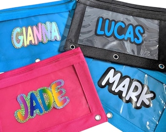 Custom School Pencil Bag- Personalized Pencil Pouch - Back to School Supplies - Binder Pencil Pouch - Custom School Supplies - 1st Day Gift