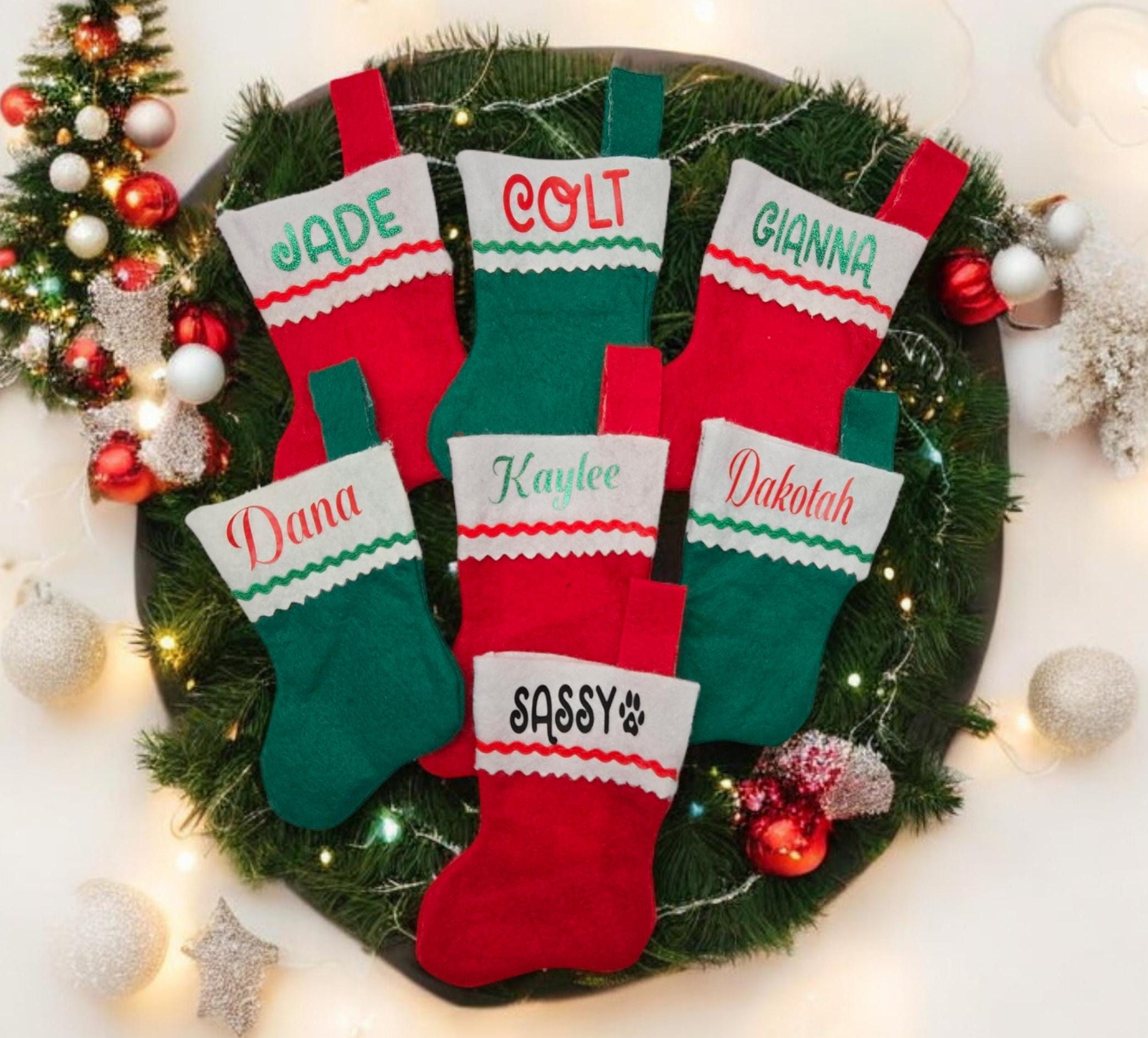 PREORDER Personalized Mini Christmas Stockings, Name Stockings, Christmas Gifts, Christmas Party Favors, Classroom Party, Coworker Gifts