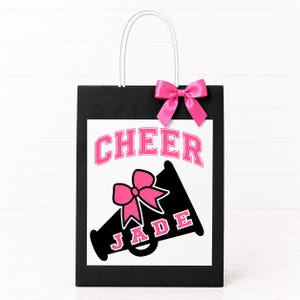 Personalized Cheerleader Gift Bags - Custom Name & School Mascot - Perfect for Cheer Squad Gifts - Cheerleading Gifts - Coach Gift Bag Style 4