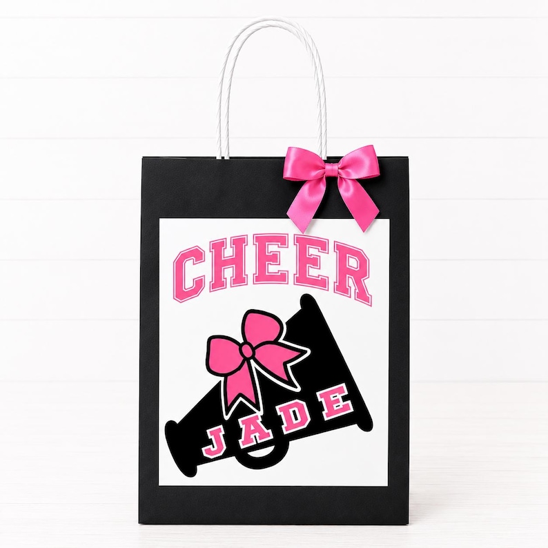 Personalized Cheerleader Gift Bags - Custom Name & School Mascot - Perfect for Cheer Squad Gifts - Cheerleading Gifts - Coach Gift Bag Style 4