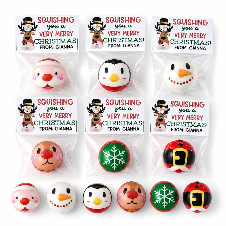 Palline squishy a tema natalizio - Pronte da regalare - Bomboniere natalizie all'ingrosso - Feste di Natale in classe - Regali per studenti - Regali di Natale immagine 8