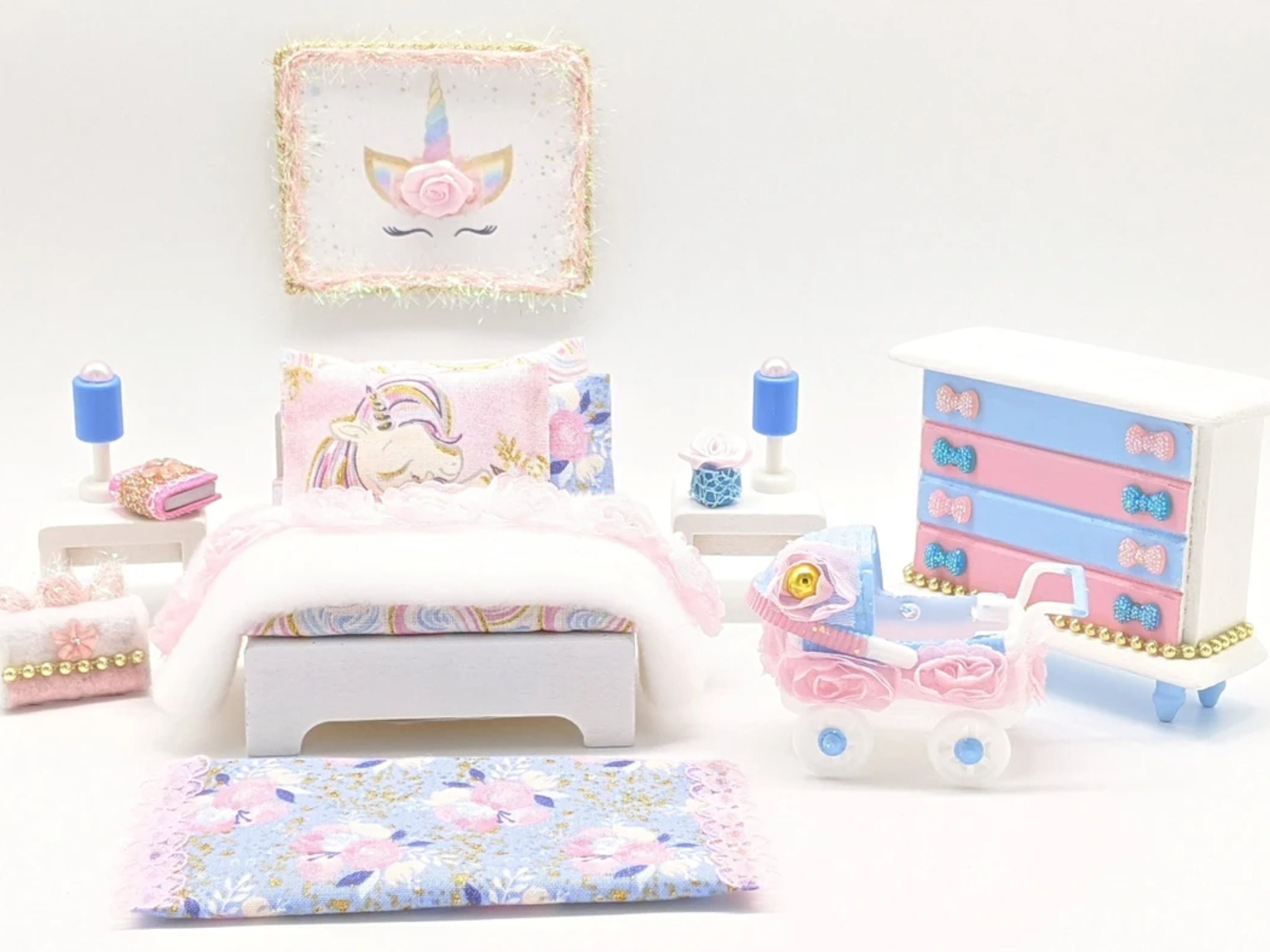 Kids Dollhouse Furniture, Unicorn Bed, Doll Stroller, Doll Miniatures, Doll  Dresser, Christmas Girls Gift, Wood Dollhouse Furniture - Etsy, image size:2700x2025