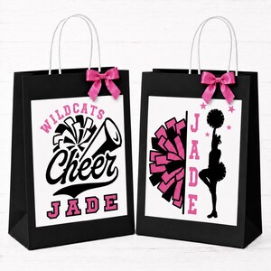 Personalized Cheerleader Gift Bags - Custom Name & School Mascot - Perfect for Cheer Squad Gifts - Cheerleading Gifts - Coach Gift Bag image 2